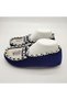 Double Color Knitted Stitched Floral Print Women's Booties Blue Color - 4