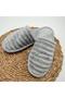 Gray Striped Fluffy Women's Slippers