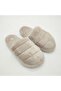 Horizontal Stitched Fluffy Women's Slippers Cream Color - 6