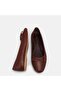 Genuine Leather Bow Large Size Ballerinas - 41-42-43-44-Tan Leather - 6