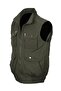 Collared and Elastic Waist Fabric Vest Khaki Color - 6