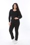 Women's Plus Size Black Pearl and Stone Detailed 5-Pocket Lycra Jeans 65N38559 - 3