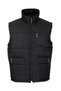 Oversize Size Stitched Side Pocket Fleece Fabric Vest Black Color