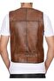 Sports Cut Tan Color Men's Leather Vest with Belt Back - 5