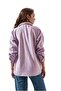 Women's Lilac Daisy Embroidered Stamp Sleeve Folded Thick Shirt Jacket - 4