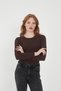 Women's 100% Cotton 2-Piece Crew Neck Long Sleeve Ribbed Blouse Set - 6