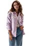 Women's Lilac Daisy Embroidered Stamp Sleeve Folded Thick Shirt Jacket - 5