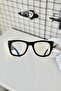 Merlin Black Square Rectangle Bone Clear Women Men Unisex Blue Screen Goggle Eyewear - 3