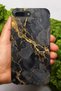 جراب سيليكون مطبوع عالي الدقة بنمط رخام أسود متوافق مع هاتف Apple iPhone 8 Plus