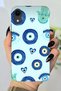 حافظة سيليكون متوافقة مع هاتف Apple iPhone XR مطبوعة بخرز عين الشر