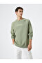 Slogan Printed Sweatshirt Raglan Sleeve Crew Neck Ribbed Raised