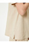 Polo Neck T-Shirt Buttoned Textured Cotton Short Sleeve - 5