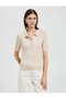 Polo Neck Knitwear Sweater Buttoned Short Sleeve Cashmere Textured - 3