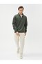 Basic Sweat Half Zipper Stand Collar Long Sleeve Raised - 2