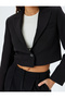 Double Breasted Collar Crop Blazer Jacket - 5