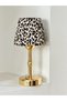 Leopard Pleated Wireless Table Lamp - Long Bottom Shiny Gold Led Light - 2