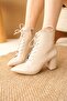 Women's Candy Heeled Lace up Boots - Skin-Patentate - 4