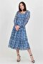 Women's Indigo Gipeli Square Neck Printed Chiffon Dress Dp100361 - 3