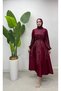 Burgundy Hijab Evening Dress - Women'S, Cushioned and Embroidered