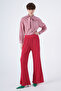 Fuchsia Pleated Wide Leg Elastic Waist Trousers - 2