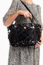 Women's Shiny Black Parachute Fabric Diamond Patterned Casual Shoulder Bag - 8