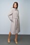 Shirt Collar Brooch and Punto Detailed Plus Size Coat Stone 3011 - 4