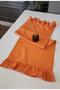 Venus Linen 2-Edge Ruffle Vintage Runner Cover Orange 40X110