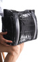 Women's Parachute Fabric Stripe Detailed Shiny Black Inflatable Casual Shoulder Bag - 4