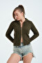 Women's Double Zipper Detailed Hooded Cardigan - 6