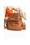 Large Size Women's Leather Backpack - Multi-Compartment and High Quality, Washed Tan - 2