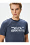 Slogan Printed T-Shirt Crew Neck Slim Fit Short Sleeve - 2