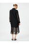 Chiffon Shirt Dress Midi Buttoned Pocket Detail Long Sleeve - 4