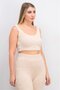 Women Round Neck Textured Sleeveless Crop Top, Pale Pink - 3