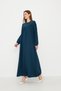 Women's Front Gathered Side Pocket Maxi Length Dress - 4