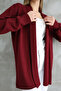 Women's Burgundy Corded Long Cardigan - 4