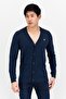 Men V-Neck Long Sleeve Cardigan, Navy