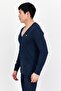 Men V-Neck Long Sleeve Cardigan, Navy - 2