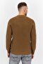 Men Crew Neck Long Sleeve Brand Logo Sweater, Tan - 4