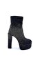 Special Design Platform Heel Women's Black Stylish Stone Boots - 2