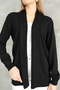 Women's Black Corded Long Cardigan - 5
