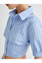 Crop Balloon Sleeve Shirt Slim Fit Cotton - 5