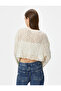Crochet Crop Top Long Wide Sleeve Crew Neck Openwork - 4