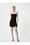 Mini Strapless Dress with Slit Detail Viscose Blend
