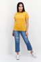 Women Crew Neck Short Sleeves Brand Logo T-Shirt, Mustard - 3