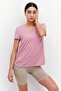 Women V-Neck Short Sleeve Plain Outdoor Top, Purple