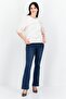 Women Round Neck Puff Sleeves Ombre Blouse, White Combo - 2
