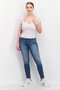 Women Sweetheart Neckline Short Sleeve Stripe Tops, White - 2
