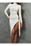 White Long Dress - Low-Length, L-Length - Laser Cut