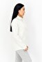 Women High Neck Textured Sweatshirt, Ivory - 4