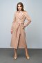 Apolet and Polo Pocket Detailed Double-Breasted Medium Length Coat Kamel 3009 - 5
